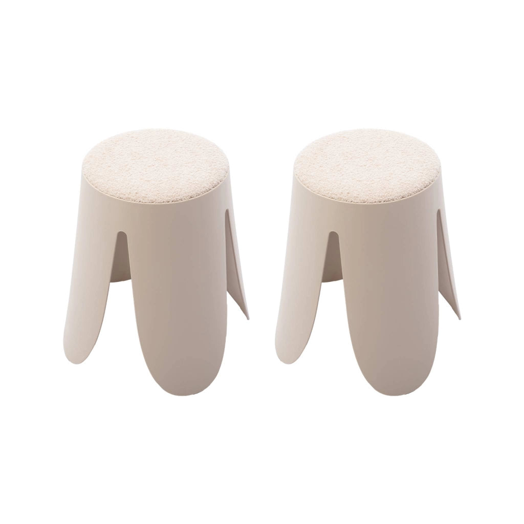 Set 2 sgabelli impilabili in bouclé, beige