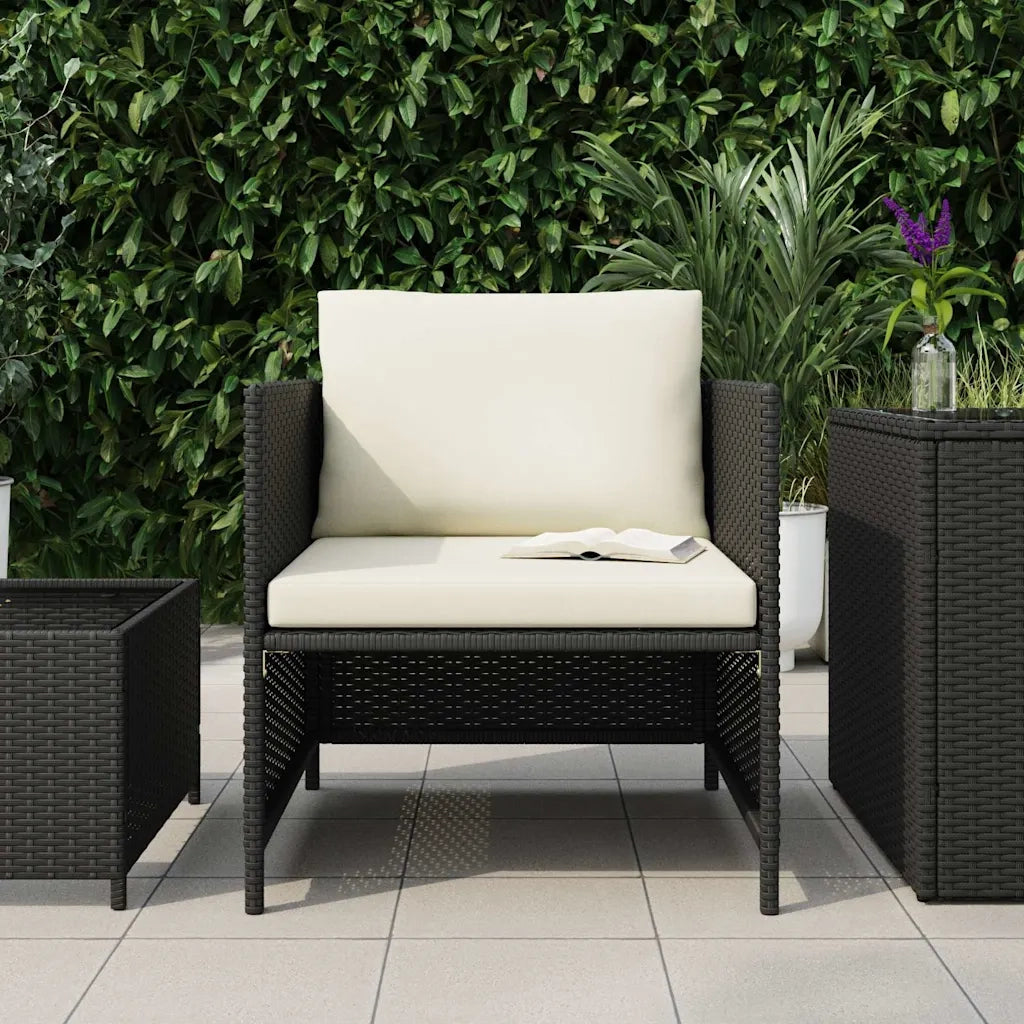 Poltrona da Giardino con Cuscini in Polyrattan Nero 313510