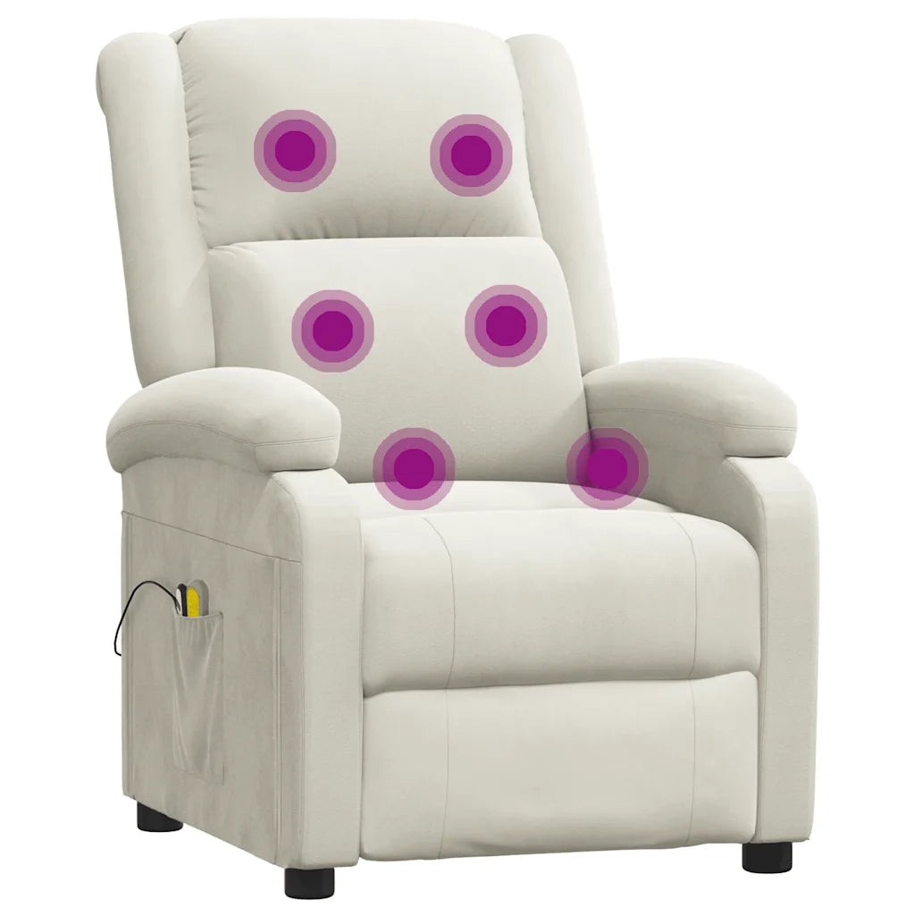 Poltrona Massaggiante Elettrica Crema in Velluto 3098413