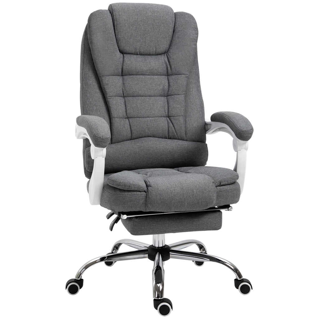 Sedia da ufficio ergonomica con poggiapiedi pieghevole, regolabile in altezza e inclinazione, in metallo grigio per il massimo comfort nell'ufficio