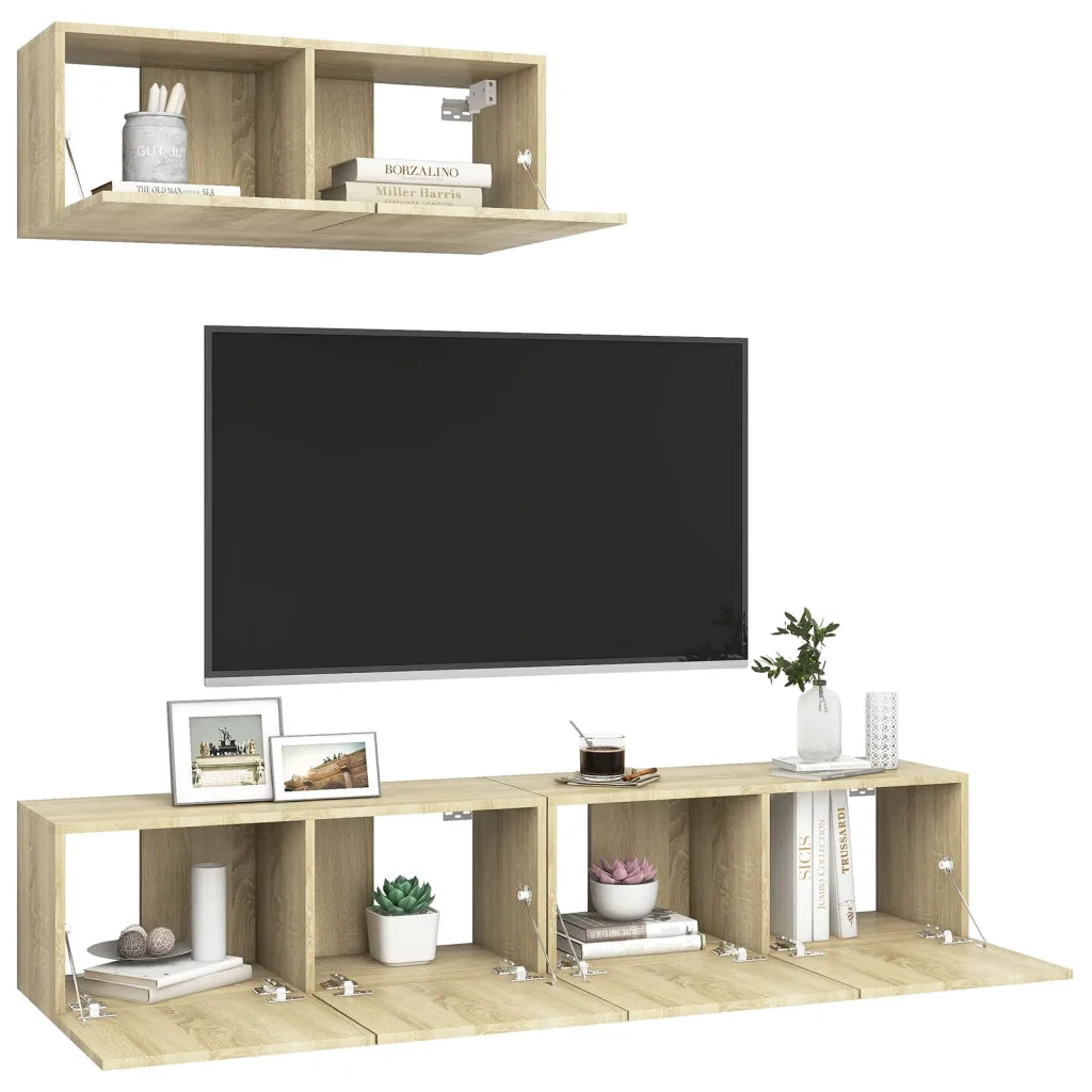 Mobili Porta TV 3 pz-Set di 3 Credenza per TV Rovere Sonoma in Legno Multistrato 336889