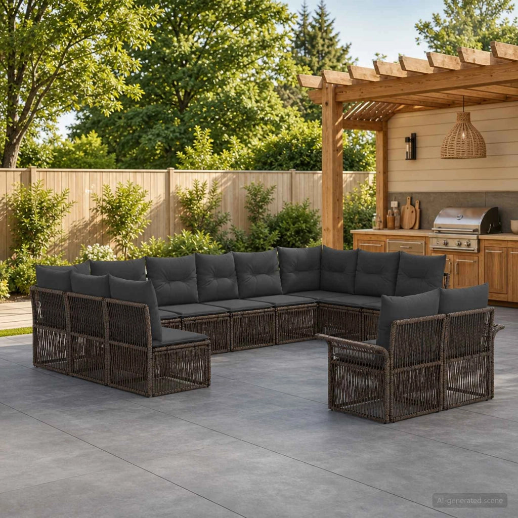 Set Divano da Giardino 12 pz Grigio polyrattan 3434975