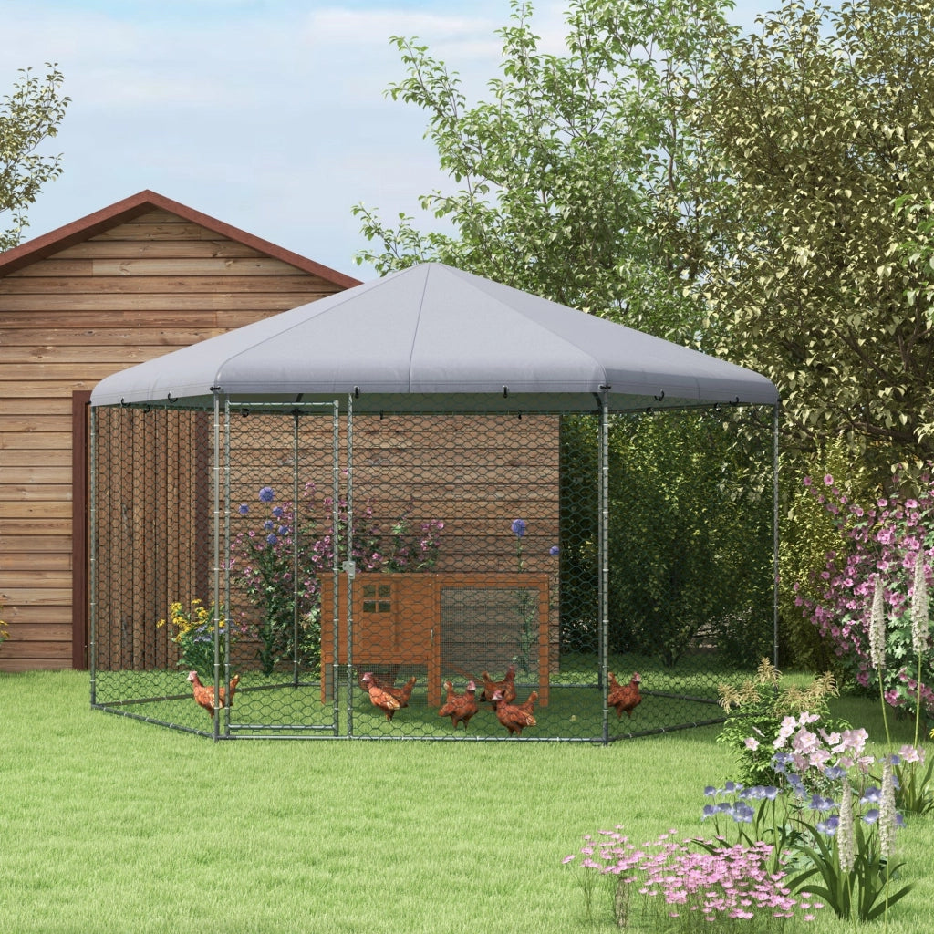 Recinto per Galline con Tetto ¨C zephmum ¨C Acciaio 4x3.5x2.6m