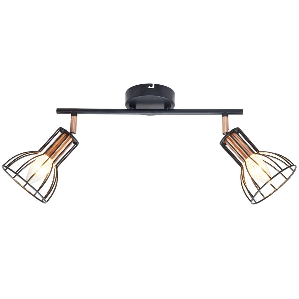 Lampada parete/soffitto orientabile 2 luci E14 nero rame