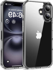 Hoes con protezione contro cadute e resistenza al graffio per iPhone 16 - Copertura telefonica trasparente con retroplacca cristallina rigida