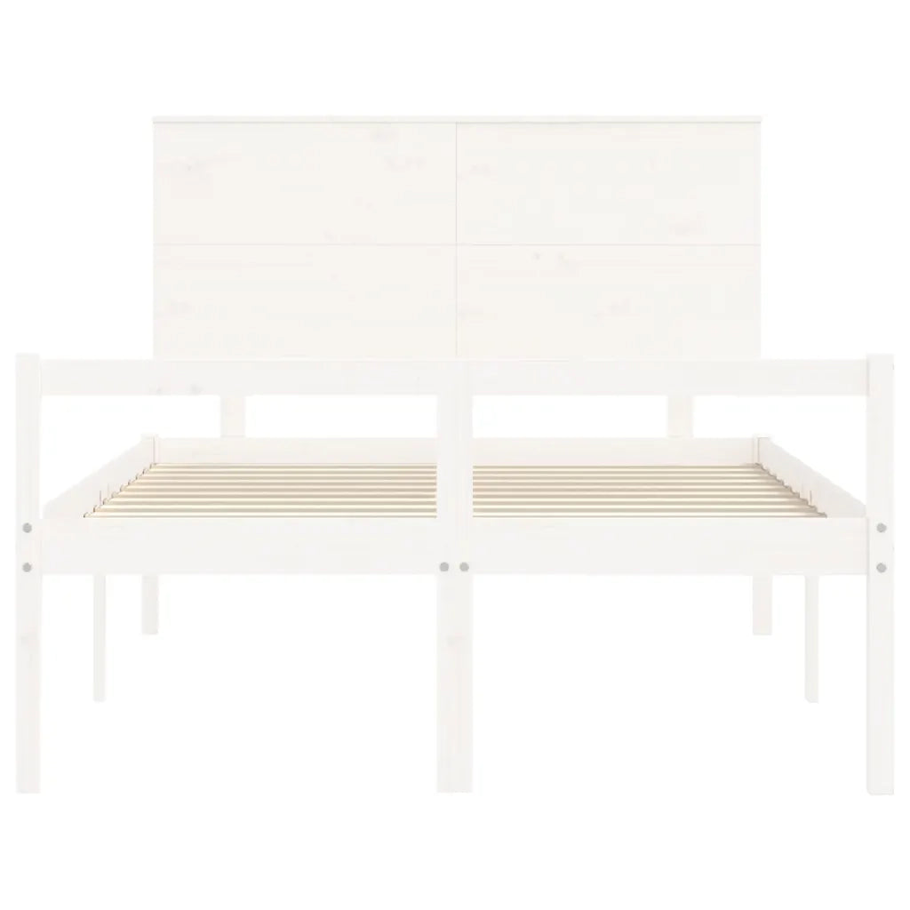Letto per Anziani-Struttura Letto per Anziani  Bianco Testiera Small Double Legno Massello 177031