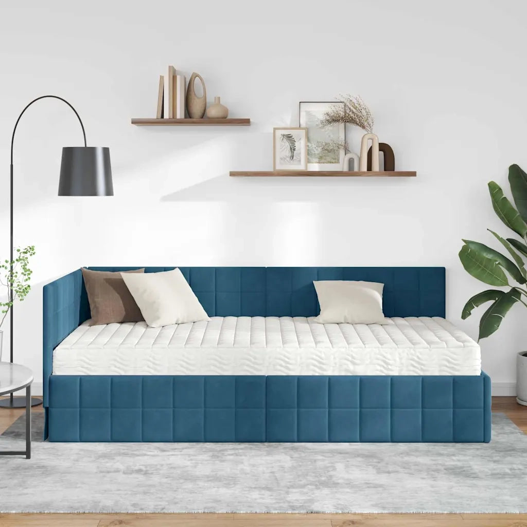 Struttura Letto Angolare con Materasso 2 pcs Blu Velluto 3393927