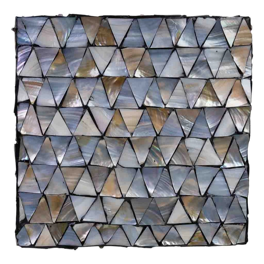 Sgabello in legno e madreperla grigia 35x35x45h cm