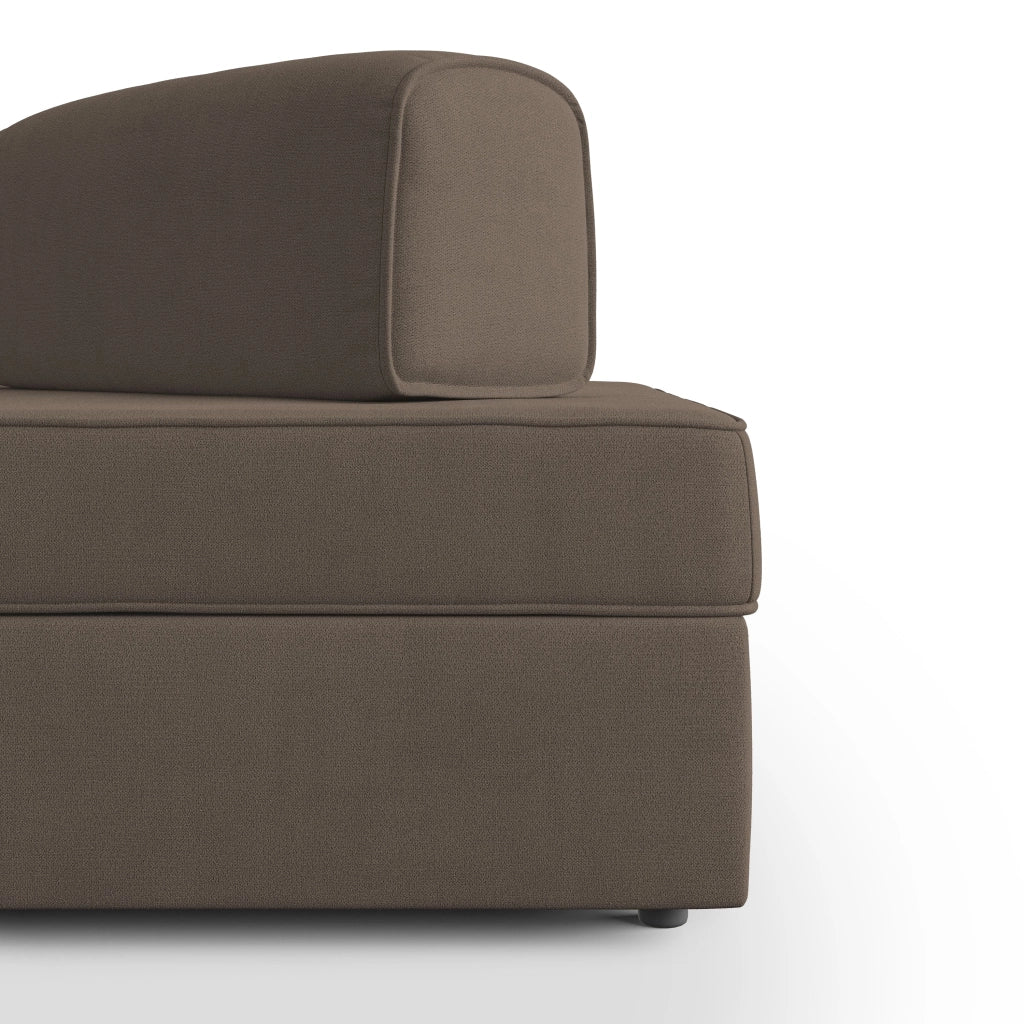Liberty Divano con pouf estraibile e schienali movibili in tessuto morbido impermeabile T02 200 cm marrone