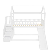 Letto a soppalco 90×200 cm; letto singolo con scivolo e scala contenitore; sponde alte; senza materasso; legno