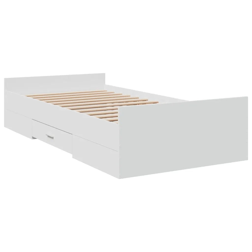 Giroletto con Cassetti Bianco 90x190 cm in Legno Multistrato 3280342