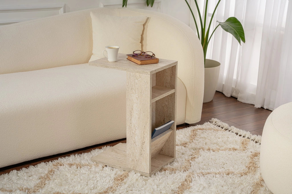 Tavolino in legno "Filinta" - 30 x 40 x 63 cm - Travertino