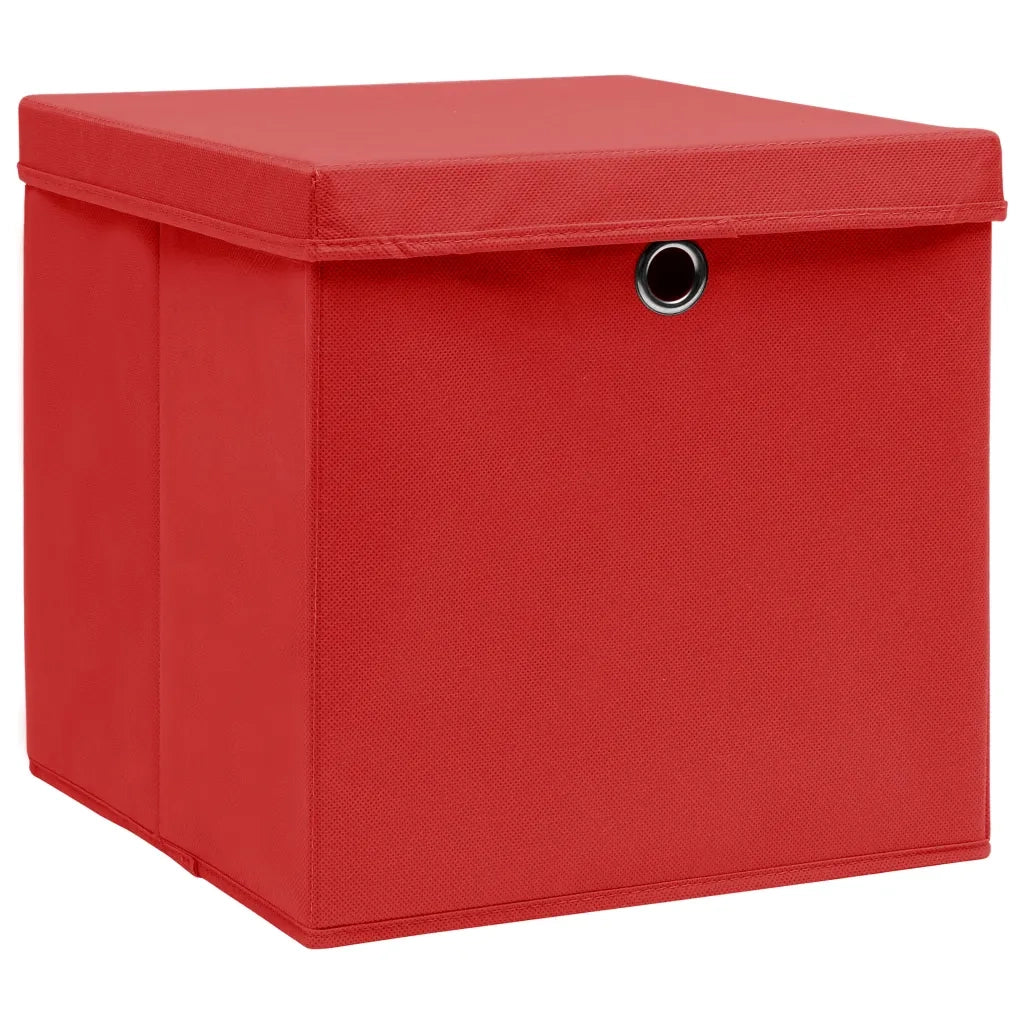 Contenitori con Coperchi 10 pz 28x28x28 cm Rosso CFW7199001