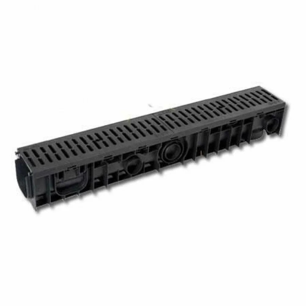 Canaletta Pp Nera 13X100 H.5 Con Griglia Pp Nera Rinforzata B019