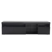 Mobile TV con 3 Ante e LED a Colore Variabile; in MDF e Vetro; Nero; 180 × 35 × 48 cm