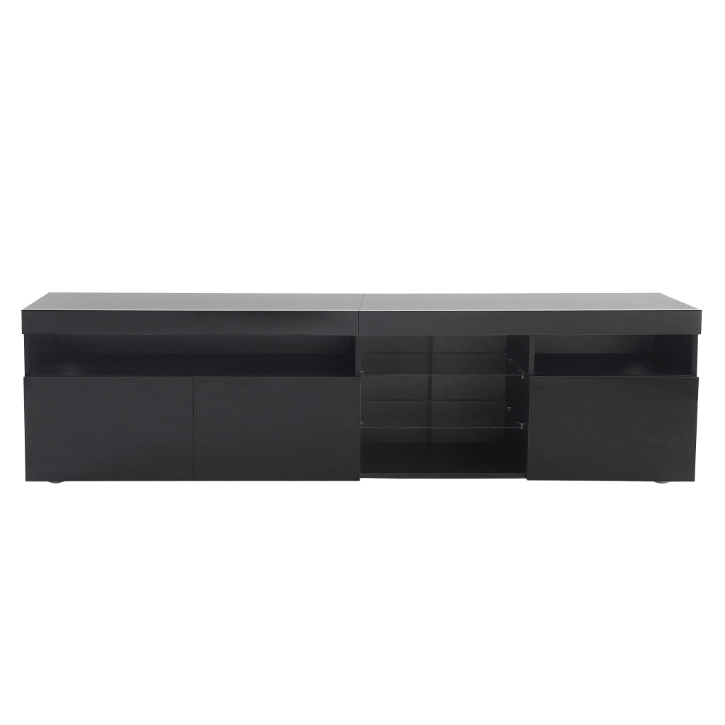 Mobile TV con 3 Ante e LED a Colore Variabile; in MDF e Vetro; Nero; 180 × 35 × 48 cm