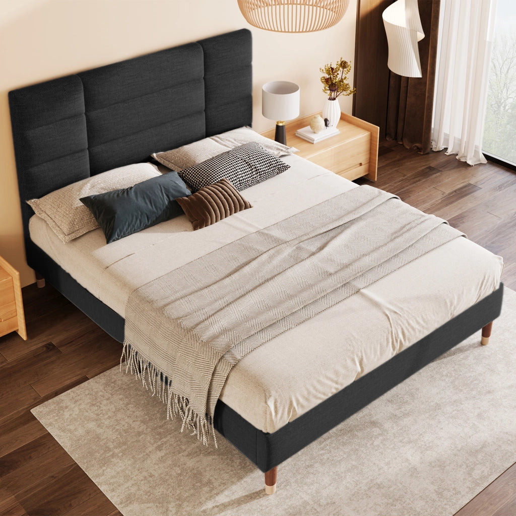 letto imbottito legno nero 140x200 cm