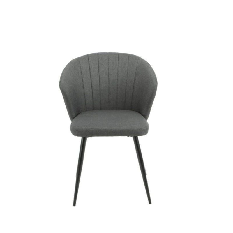 Sedia Krid tessuto grigio scuro e piedi metallo nero set 2 pezzi