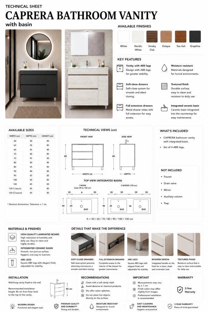Mobile bagno con lavabo ORIGENBATH CAPRERA senza specchio 50x40 cm estepa