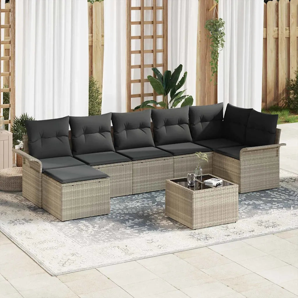 Set Divano da Giardino 8 pcs Grigio chiaro Poly Rattan 3354131