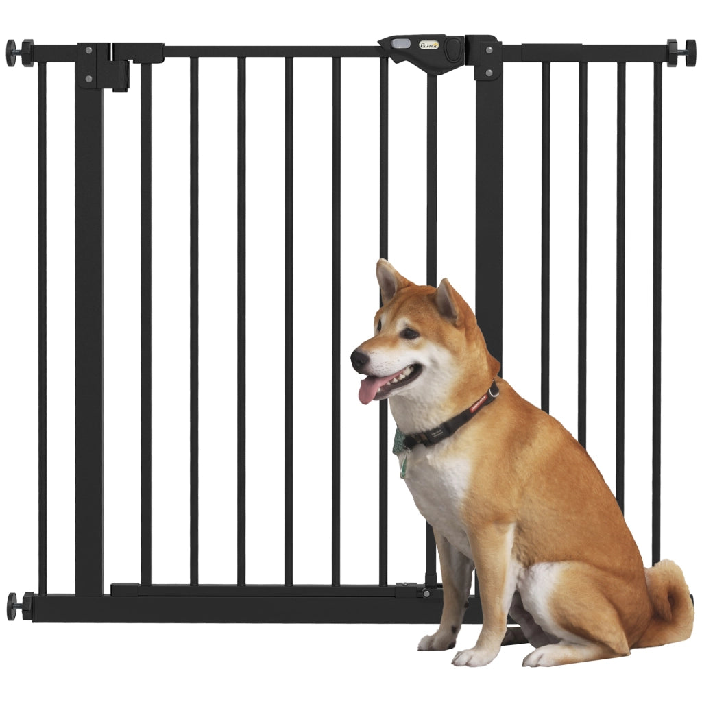 Barriera di sicurezza per animali con porta e chiusura automatica ¨C Minimal ¨C Nero, 1 estensione