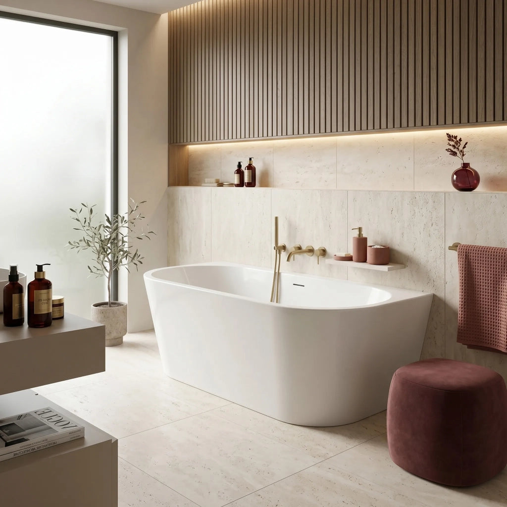 Vasca Bagno A Parete Capri 170cm Copritappo bianco