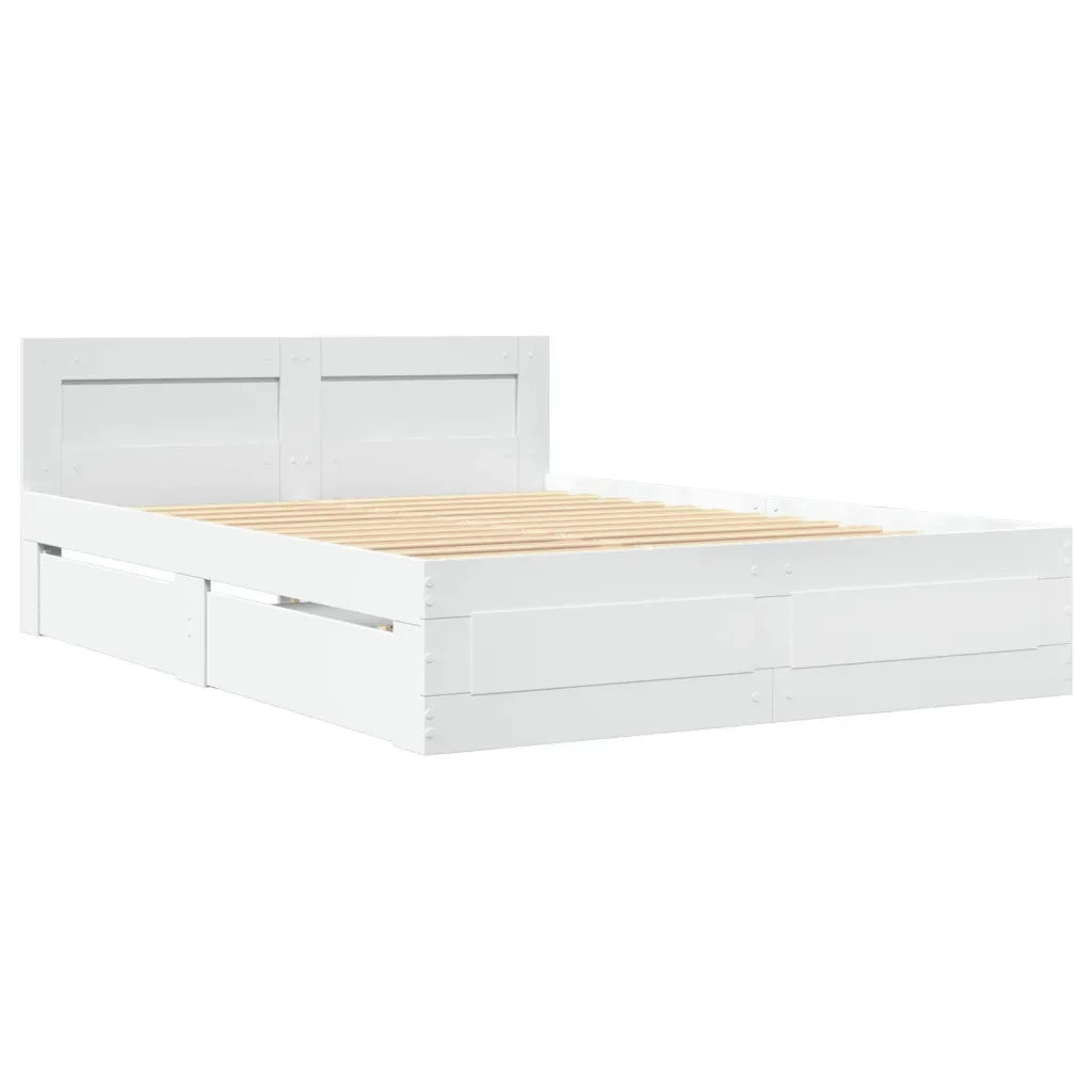 Letto matrimoniale | Letto per adulti | Giroletto con Testiera senza Materasso Bianco 140x200 cm