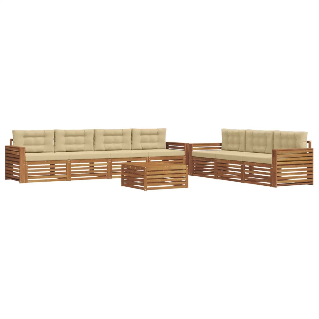 Set di divani da esterno con cuscino 8 pcs Naturale e Beige 3373148
