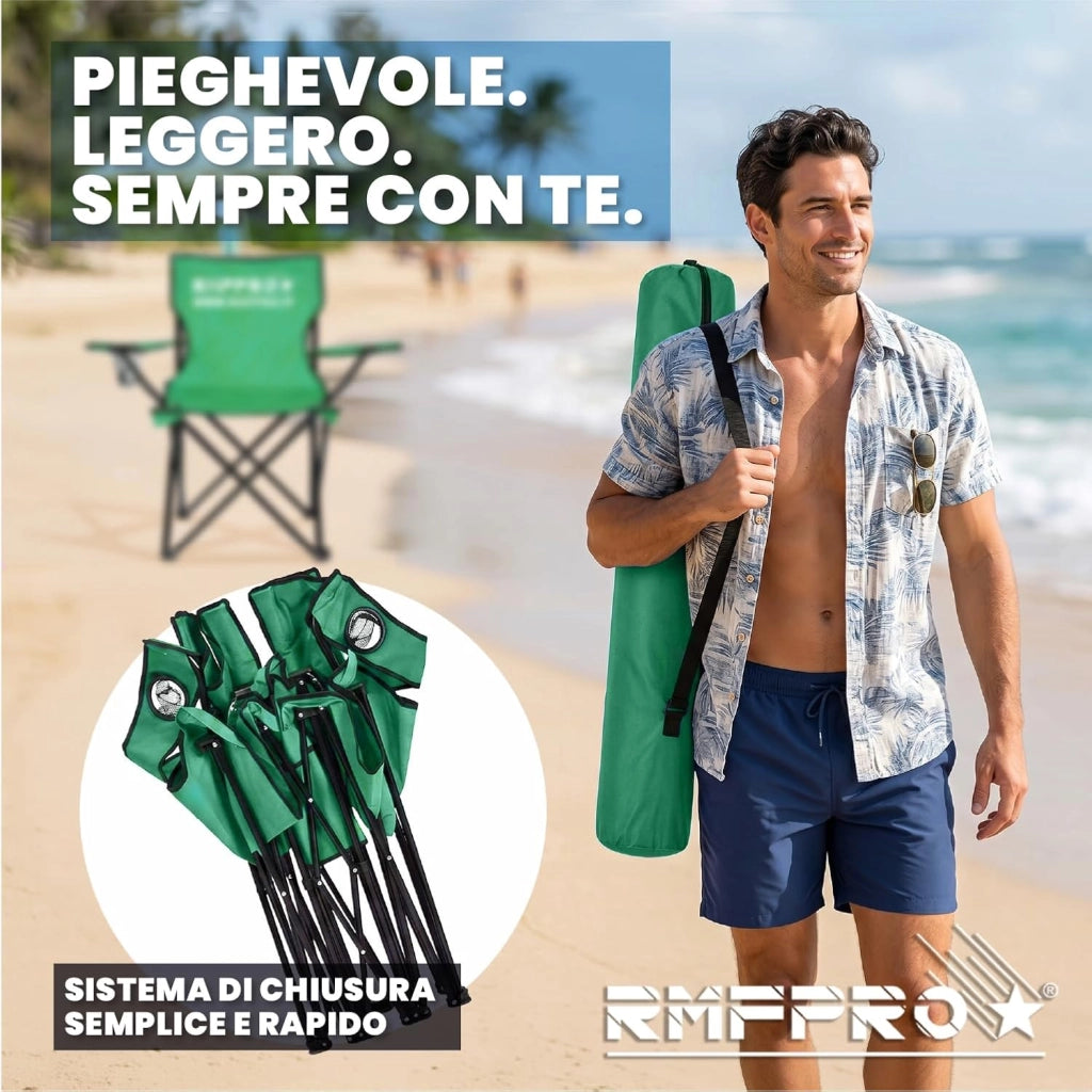 RMF PRO SET 4 SEDIE DA CAMPEGGIO VERDE