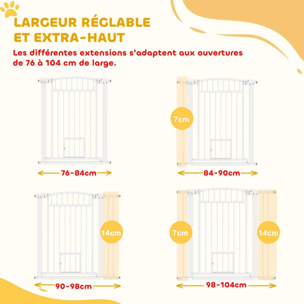 Cancelletto di Sicurezza per Cani ¨C Xylo ¨C Doppio Blocco Montaggio a Pressione 76-104 cm Bianco