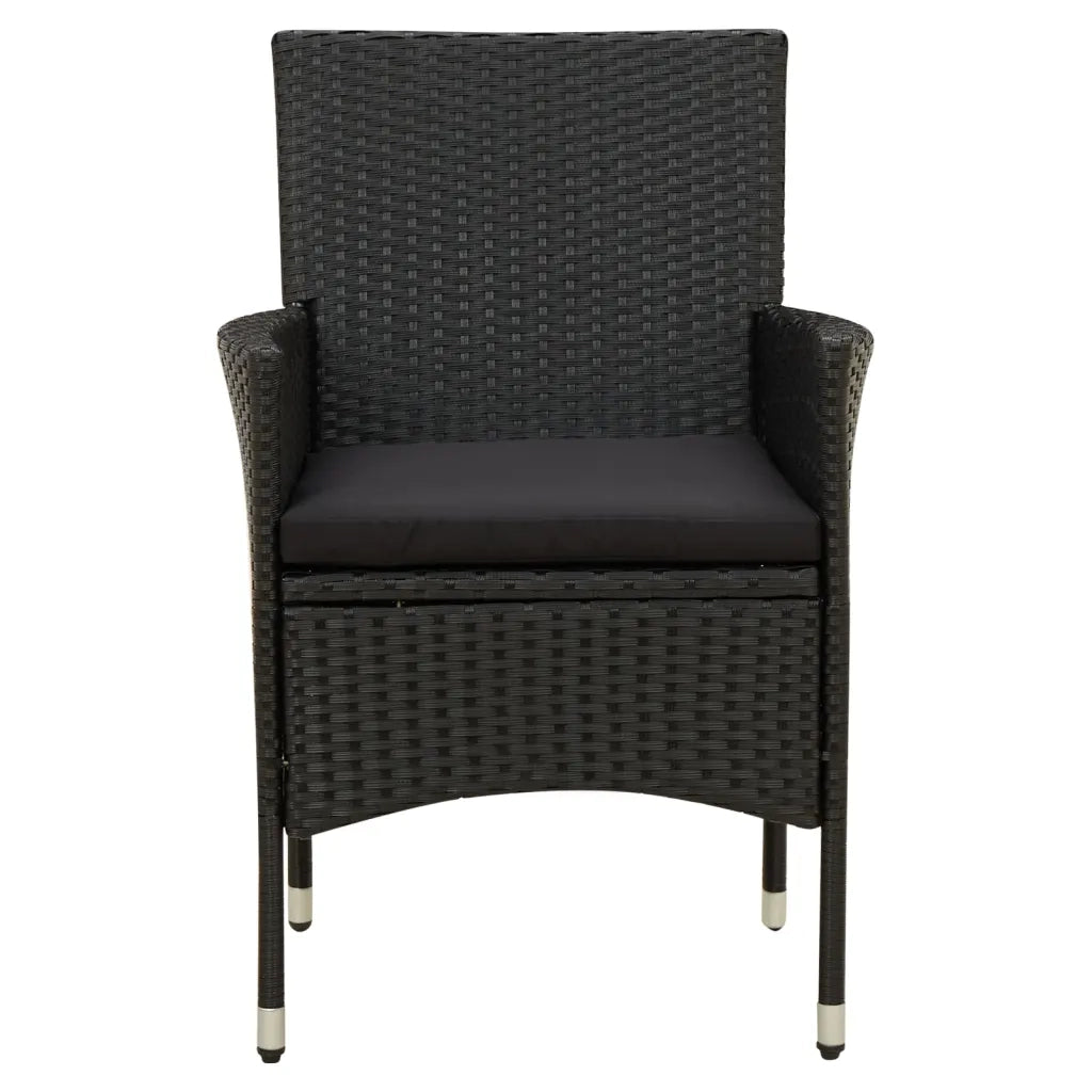 Set da Pranzo da Giardino 5 pz con Cuscini in Polyrattan Nero 3094867