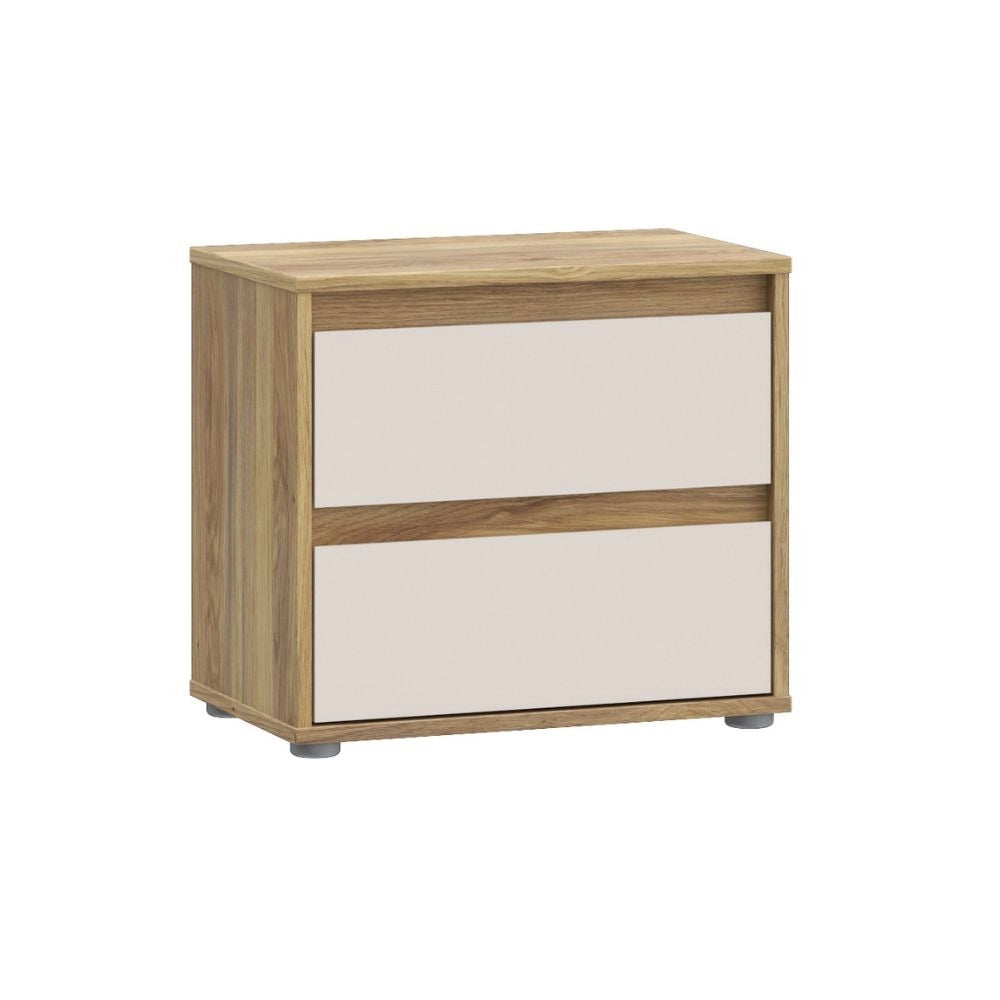 Comodino Neutra Rovere e Cashmere con 2 Cassetti – Design Moderno