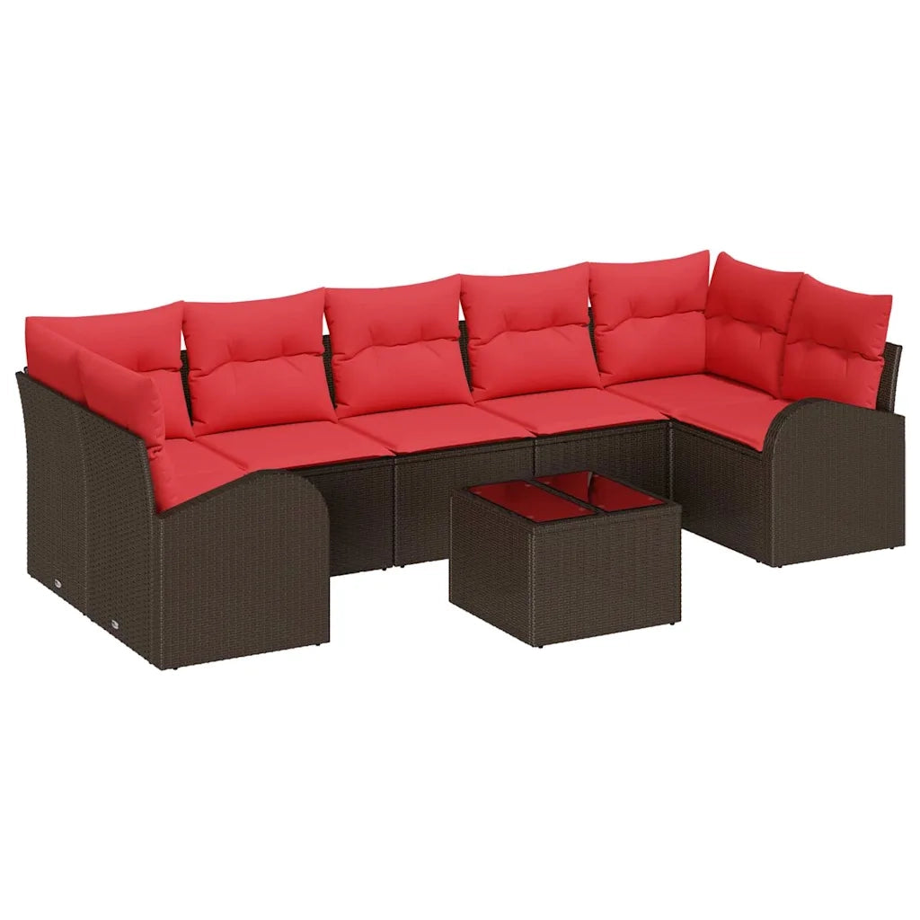 Set Divano da Giardino 8 pcs Beige e Rosso polyrattan 3354633