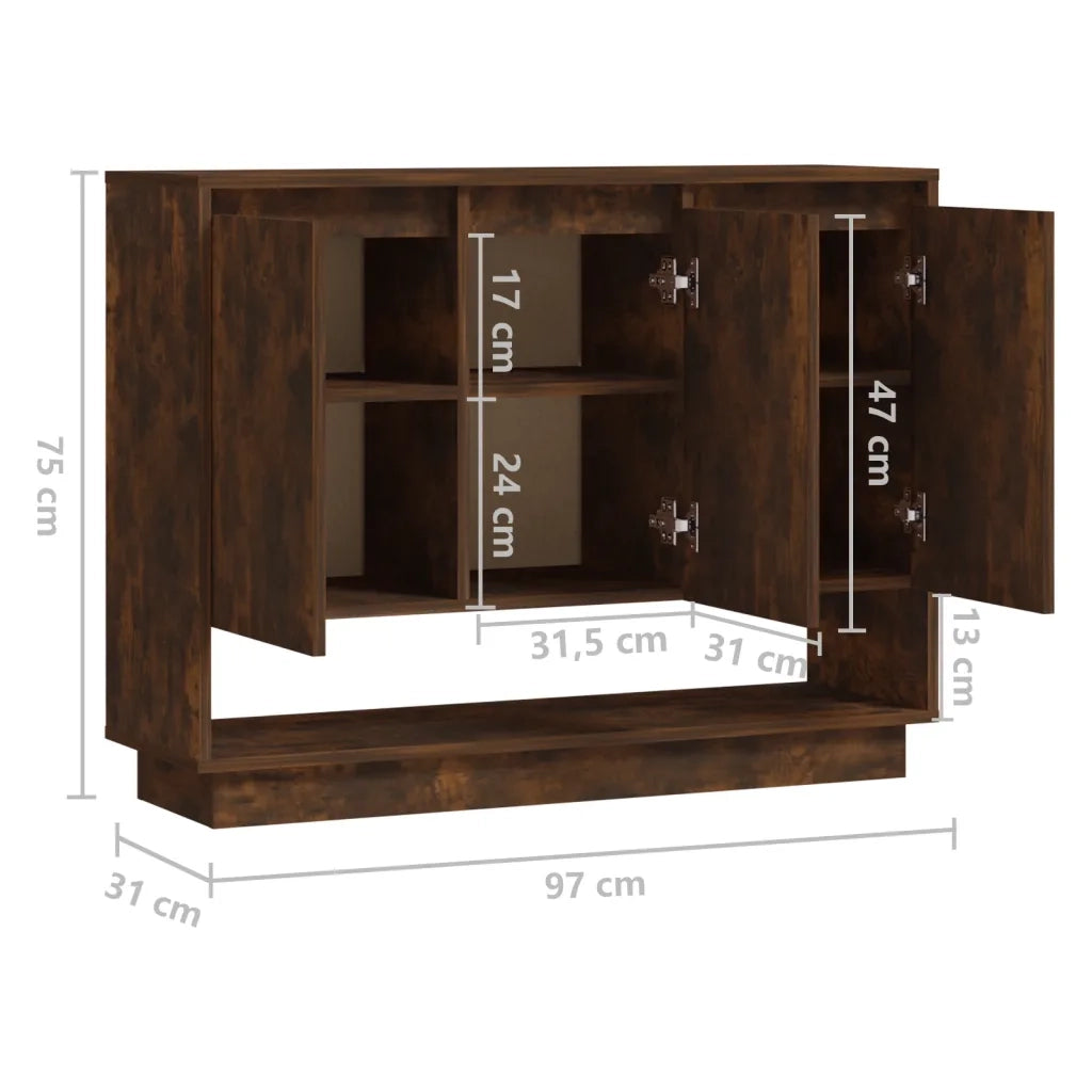 Credenza-Buffet-Armadio da cucina Rovere Fumo 97x31x75 cm in Truciolato