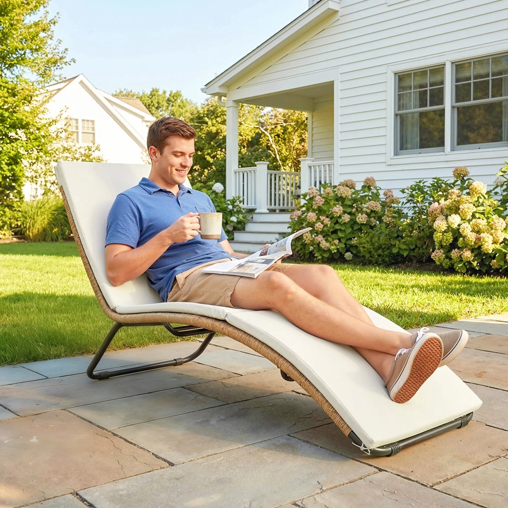 Lettino da giardino in polyrattan a forma di S con cuscino ¨C Minimal ¨C Grigio