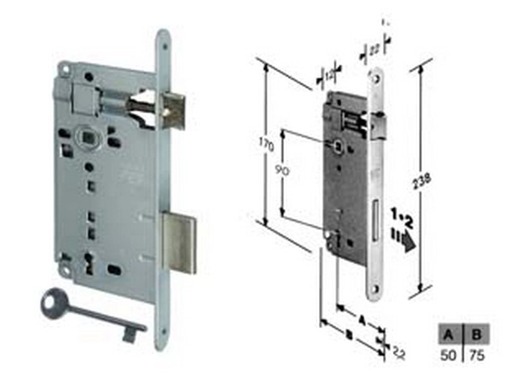 1pz serratura bussola infilare bordo tondo cromo satinato mm50 bordo acciaio cod:ferx.fer204026