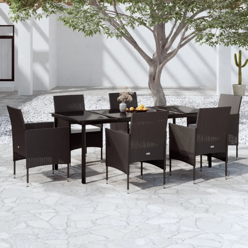 Set da Pranzo da Giardino 7 pz con Cuscini Nero 3099285