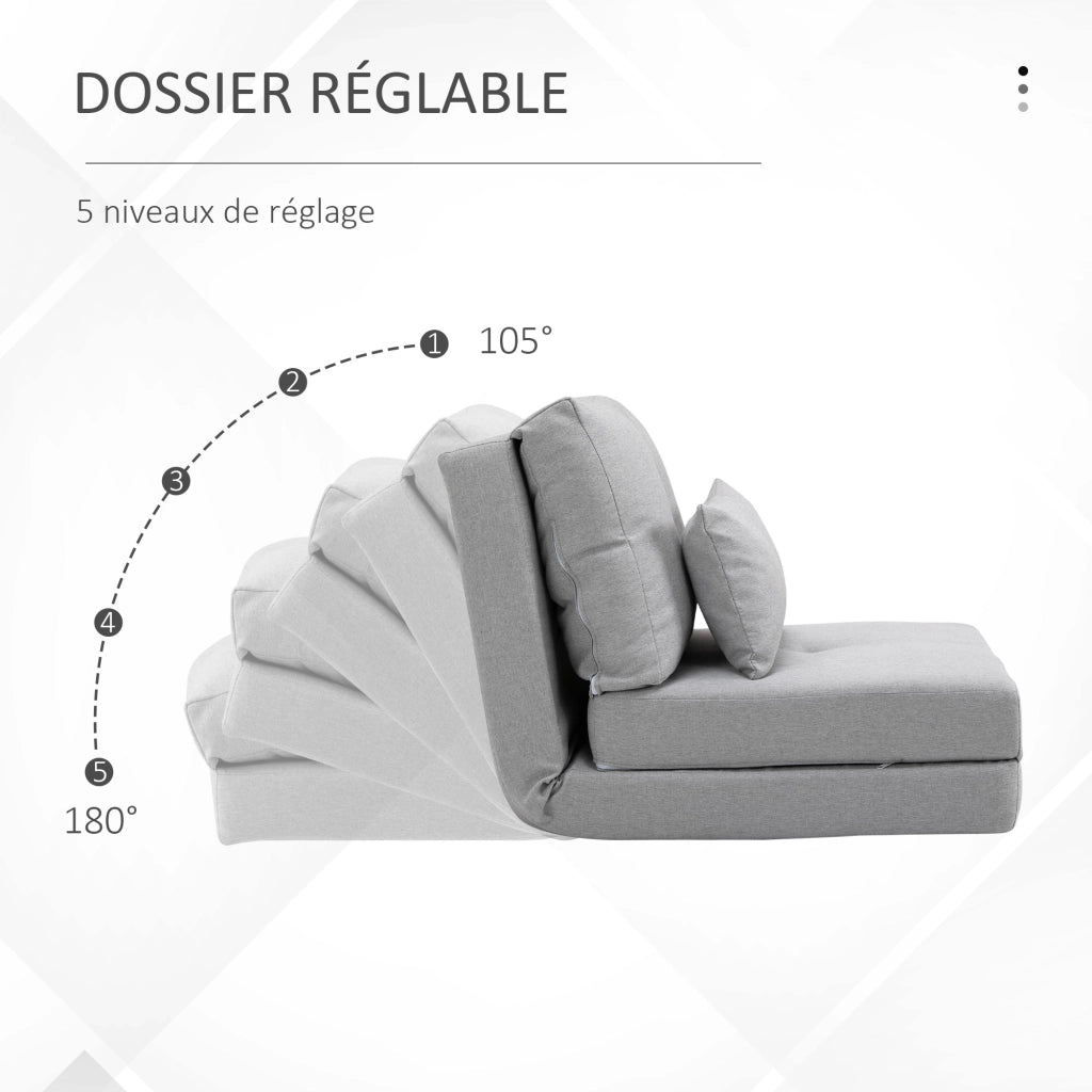 Poltrona letto regolabile ¨C Minimal ¨C grigio chiaro con cuscino