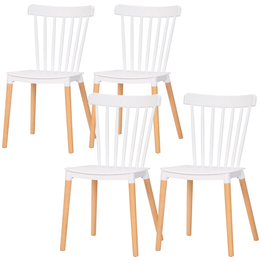 Set di 4 Sedie Scandinave con Schienale Alto ¨C Zephmum ¨C Polipropilene Gambe in Faggio 48x52.5x83 cm Bianco