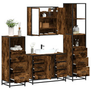 Set Mobili da Bagno 4 pz Rovere Fumo in Legno Multistrato 3301262