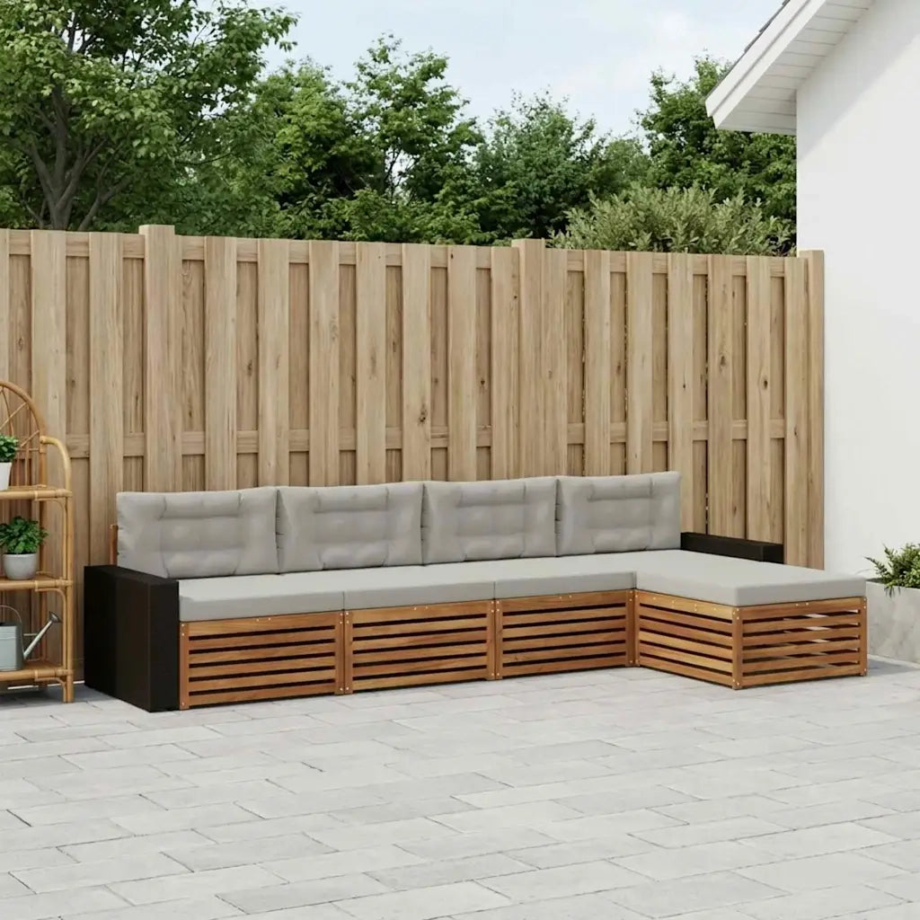 Set di divani da esterno 5 pcs Naturale e Grigio Chiaro 3383244