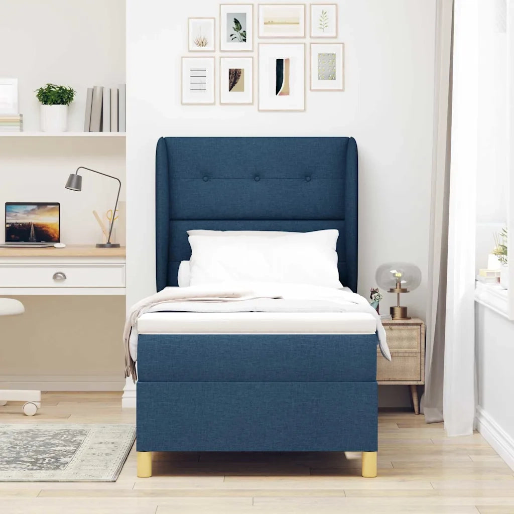 Letto a molle con materasso Blu 200 x 90 cm Tessuto 3340738