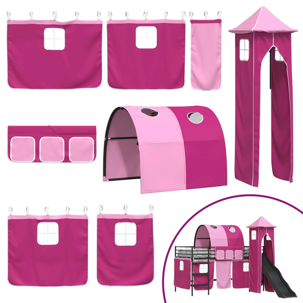 Struttura del letto loft per bambini Nero e rosa 80 x 200 cm 42020886