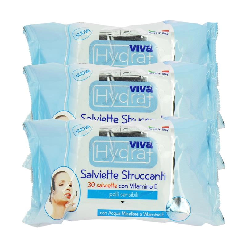 MAURY'S SET 3CF SALVIETTE DETERGENTI UMIDIFICATE STRUCCANTI 3IN1 30PZ PELLI SENSIBILI