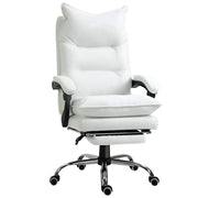 Sedia da ufficio ergonomica con braccioli e poggiapiedi ¨C Minimal ¨C regolazione altezza, imbottita in similpelle, bianco