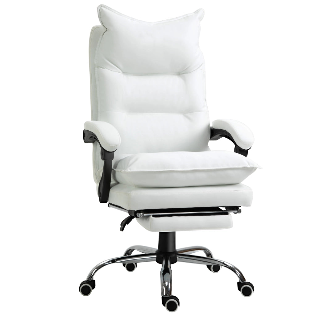Sedia da ufficio ergonomica con braccioli e poggiapiedi ¨C Minimal ¨C regolazione altezza, imbottita in similpelle, bianco