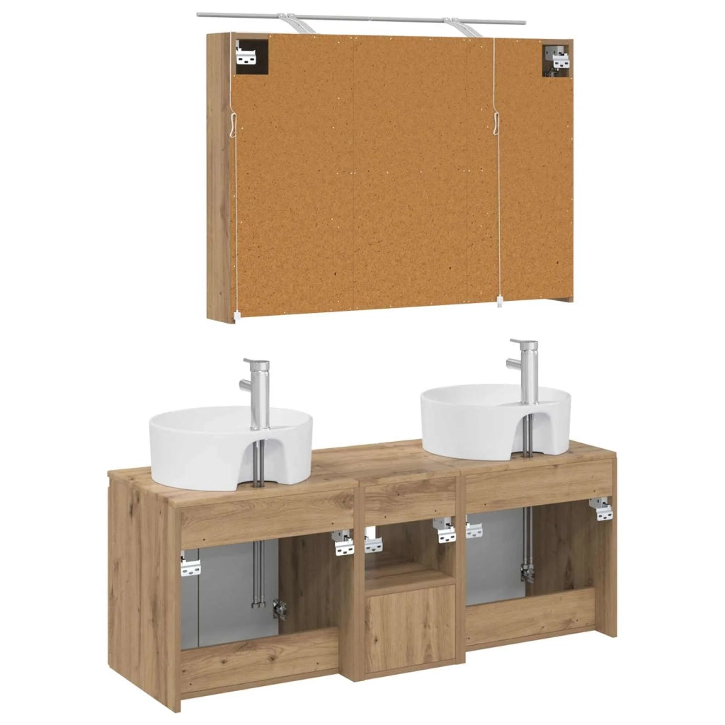 Set di Armadi da Bagno 4 pz Rovere Artigianale 3406462