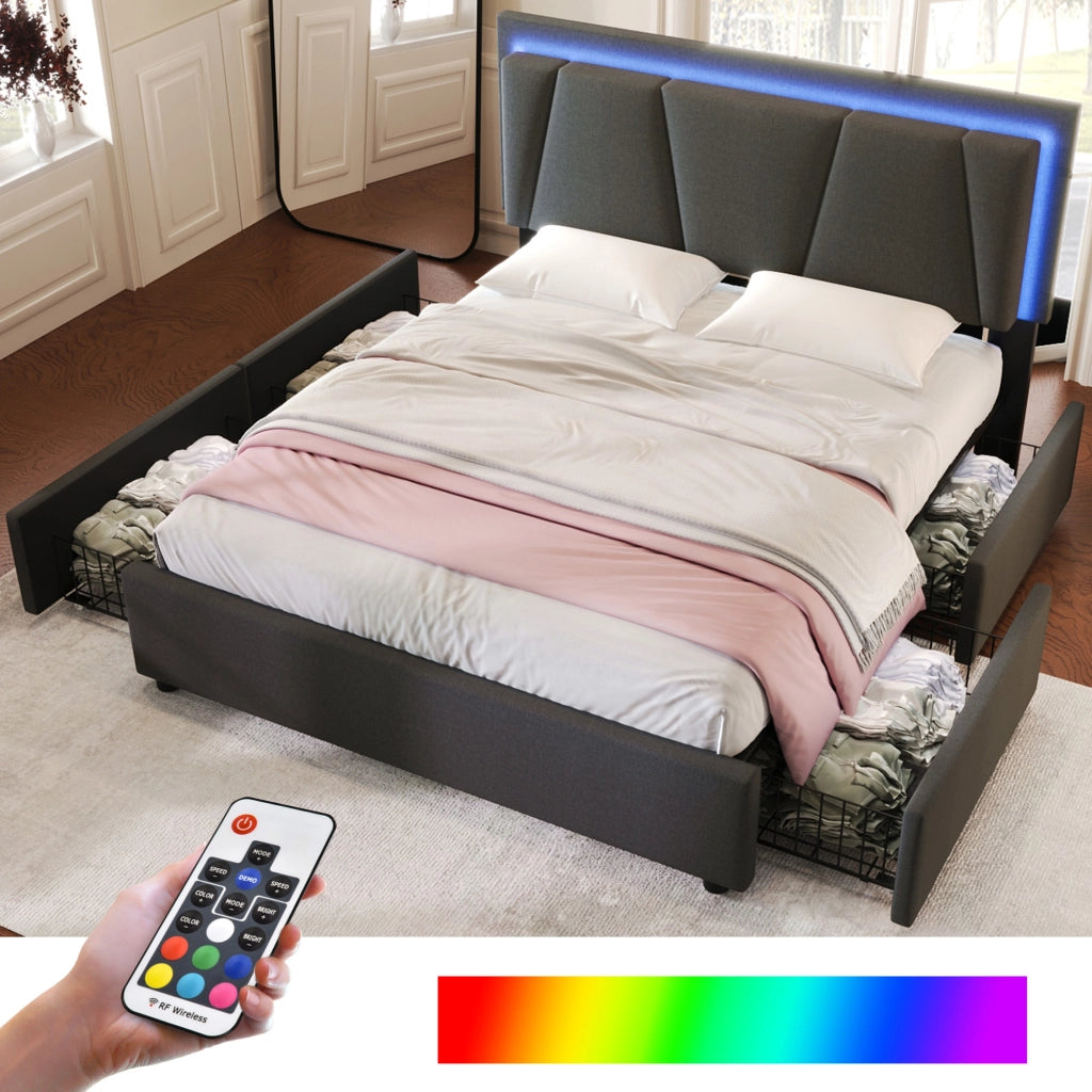 letto imbottito legno grigio 160x200 cm