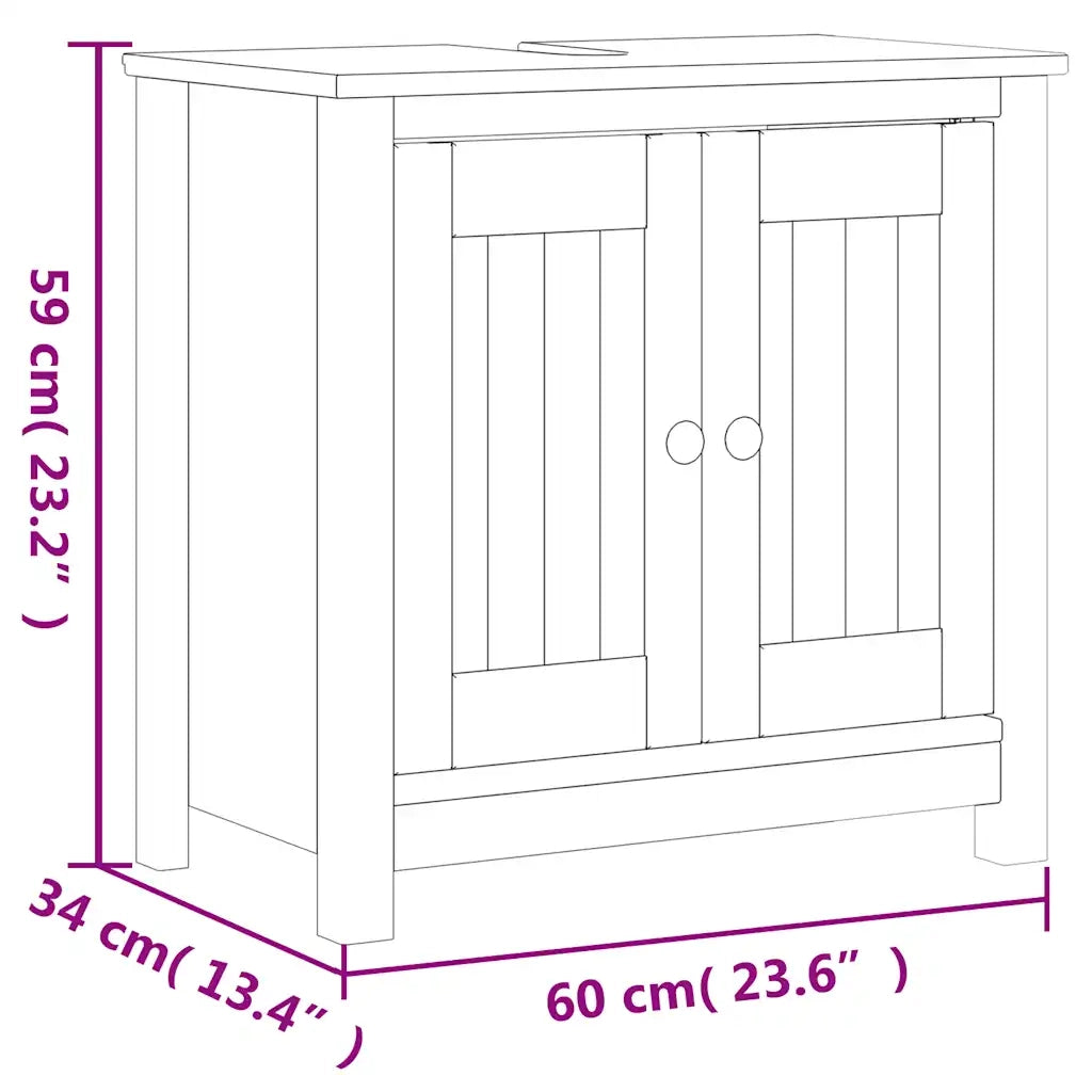 Set Mobili da Bagno | Armadio da bagno 2 pz BERG Nero in Legno Massello di Pino
