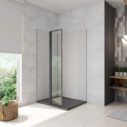 Paraspruzzo Paretina mobile 40x200cm per Walk In Vetro Temperato Trasparente da 6 mm Anticalcare Telaio Nero Opaco